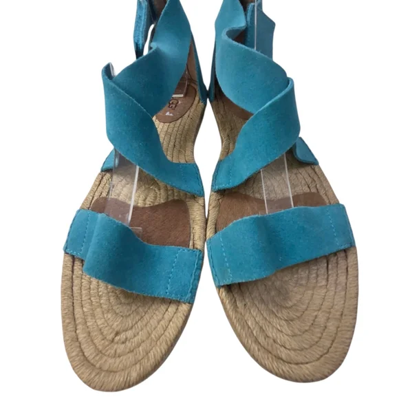 UGG Mila Suede Leather Gladiator Espadrille Sandals NEW Womens 10 Blue Open Toe - Picture 3 of 10